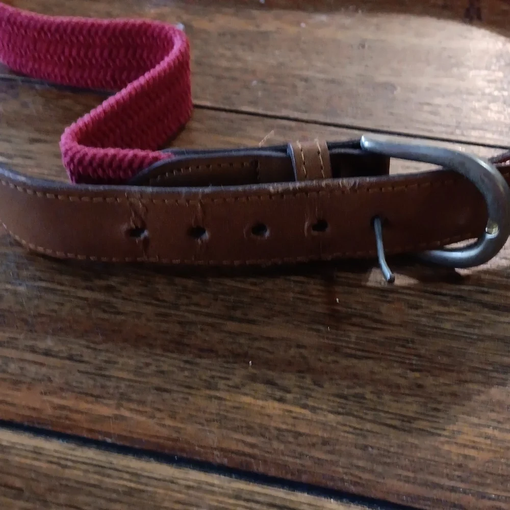 Red and Brown Belt with Silver Buckle